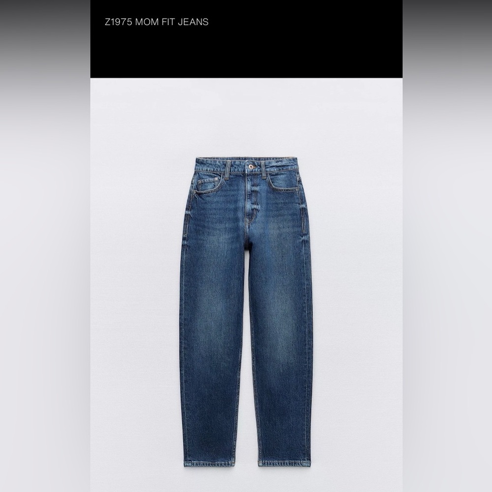 Zara “Mom Fit” Dark Blue Denim Jeans